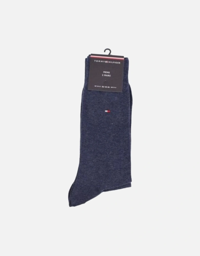 2-Pack Classic Embroidered Logo Socks, Jeans Blue