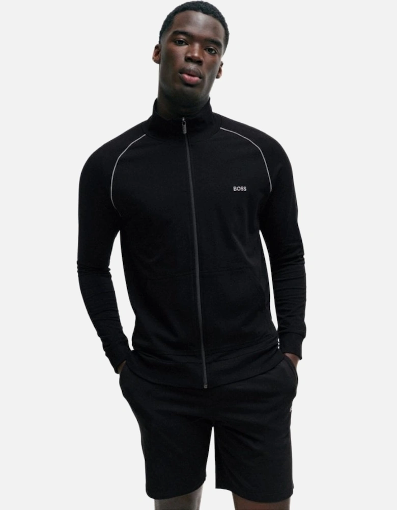 Mix & Match Zip-Thru Loungewear Track Jacket, Black/grey