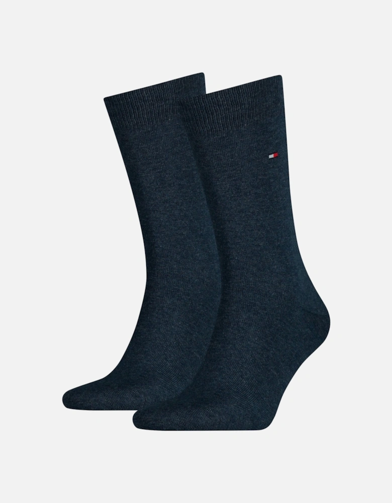 2-Pack Classic Embroidered Logo Socks, Jeans Blue