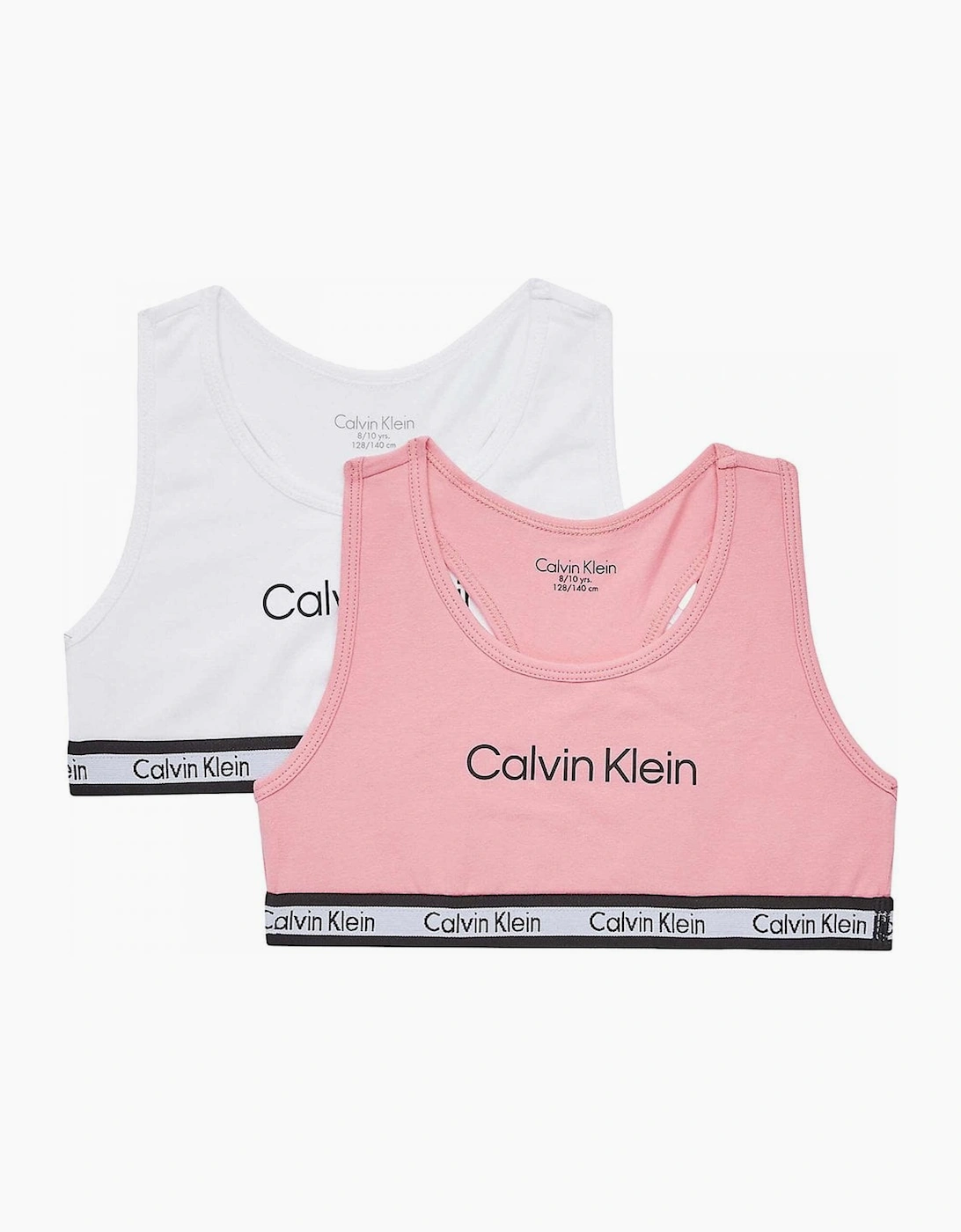 Calvin Klein Girl's Girls 2 Pack Modern Cotton Bralette, Rosey Pink/Pvh White - Size: 12 years/13 years/14 years