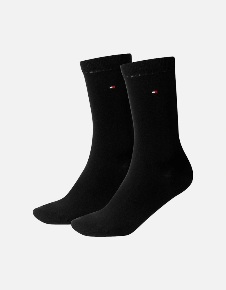 2-Pack Classic Embroidered Logo Women's Socks, Black