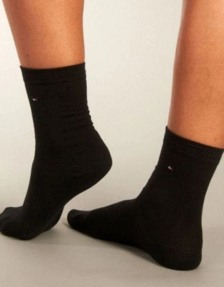 2-Pack Classic Embroidered Logo Women's Socks, Black