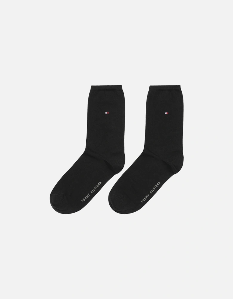 2-Pack Classic Embroidered Logo Women's Socks, Black