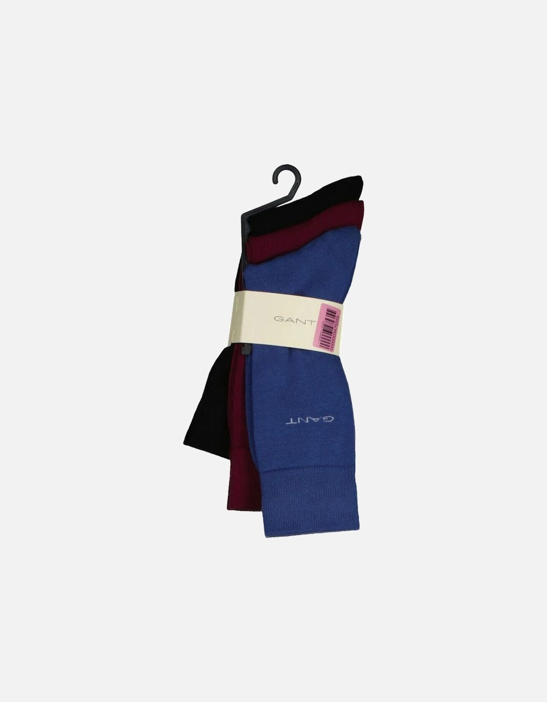 3-Pack Soft Cotton Socks, Black/Blue/Burgundy