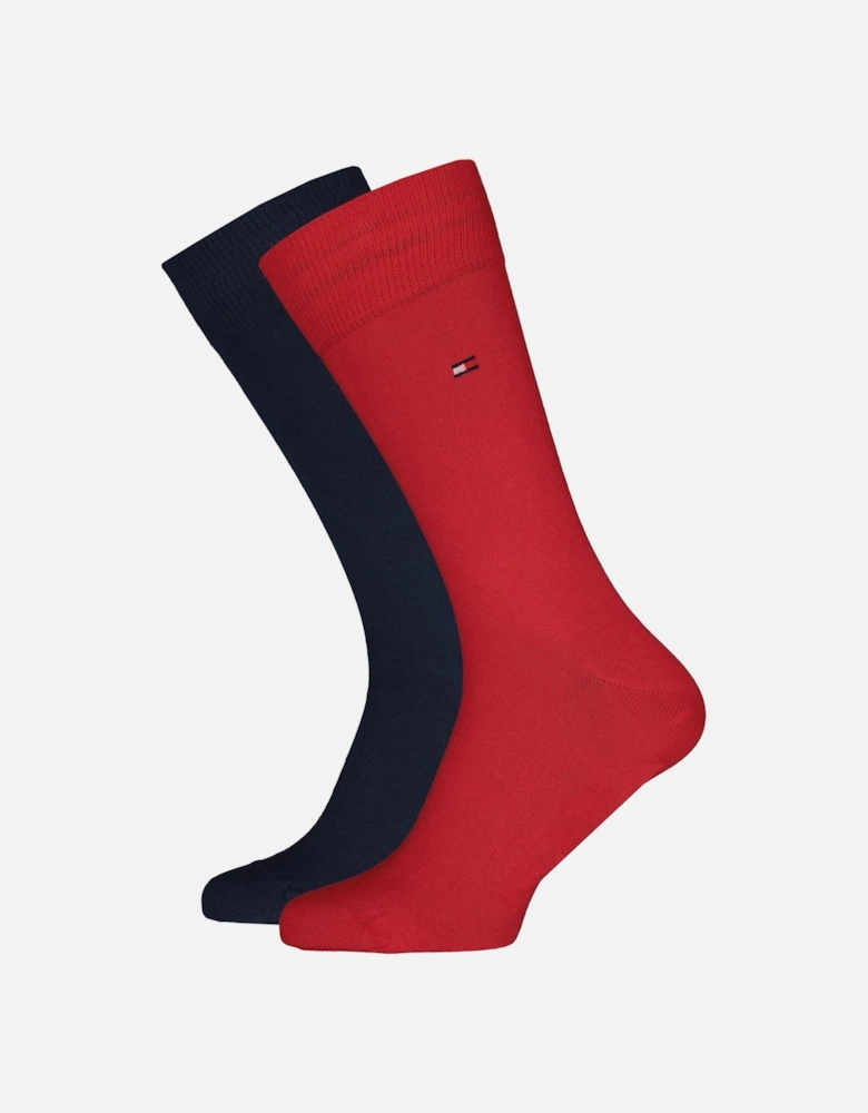 2-Pack Classic Embroidered Logo Socks, Red/Navy