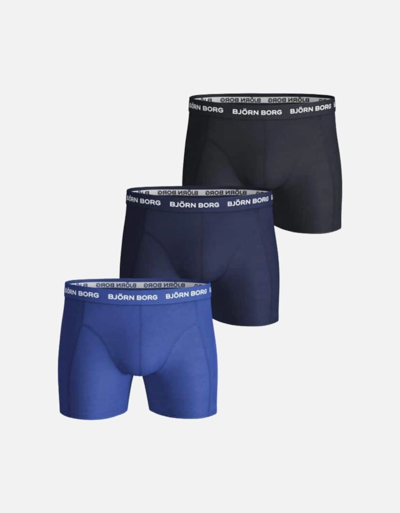 3-Pack Classic Logo Boxer Trunks, Blue Mix