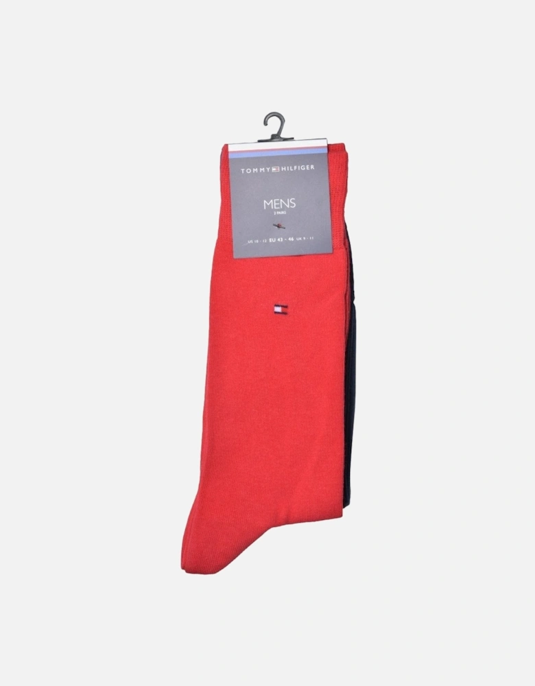 2-Pack Classic Embroidered Logo Socks, Red/Navy