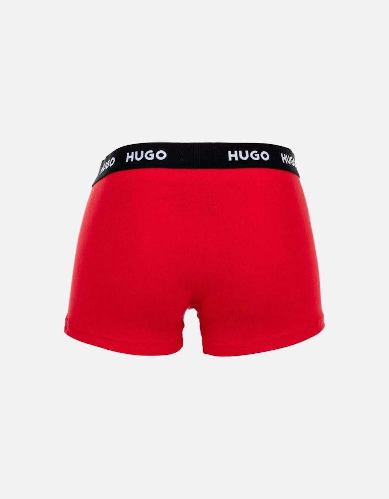 3-Pack Classic Logo Boxer Trunks, Black/Red/Khaki