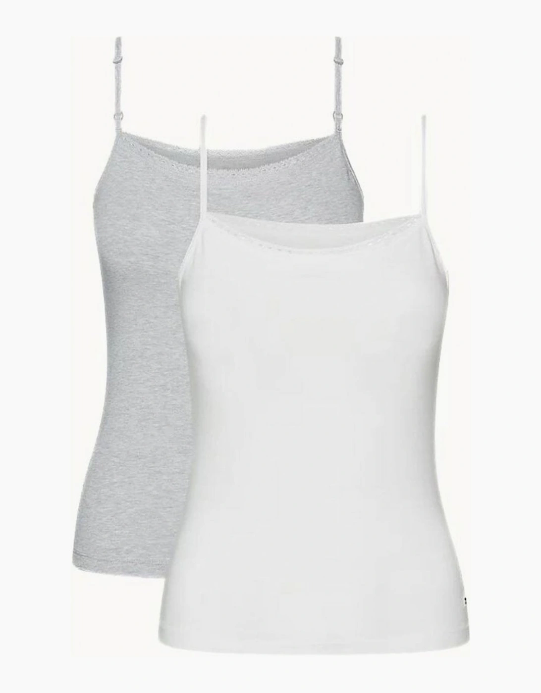 Tommy Hilfiger Women's White 2-Pack Lace Trim Camisole Vest Tops, / Grey Heather - Size: S