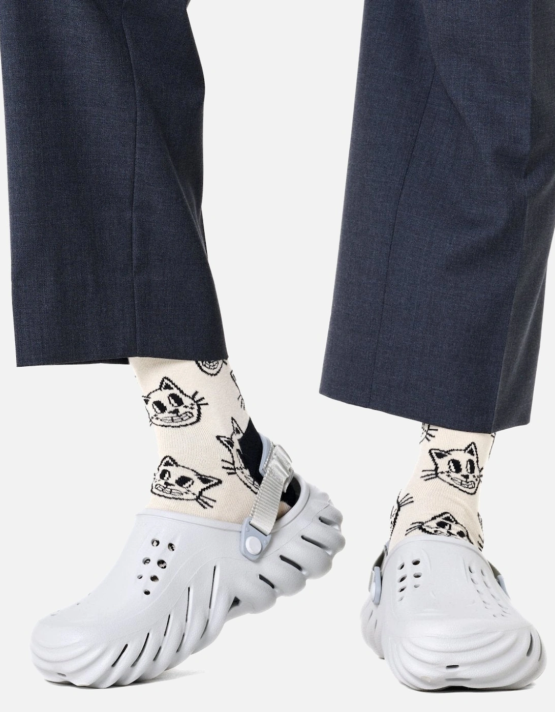 Cat Socks, Cream/black