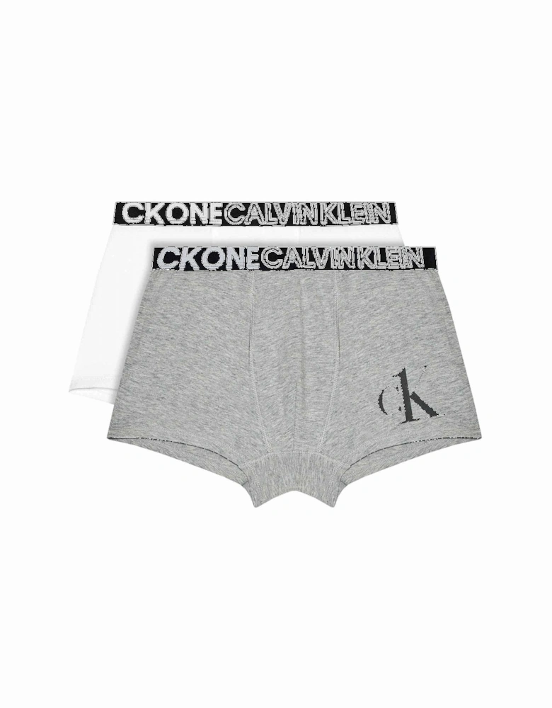 Boys 2 Pack CK One Boxer Trunk, Grey Heather/PVH White