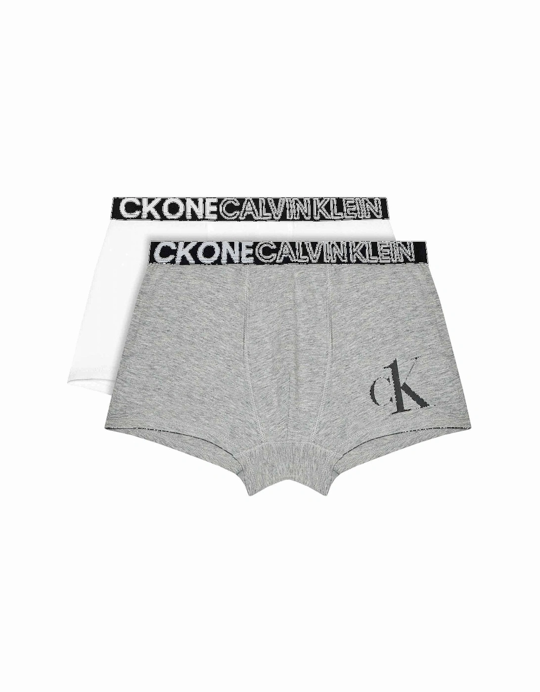 Boys 2 Pack CK One Boxer Trunk, Grey Heather/PVH White, 4 of 3