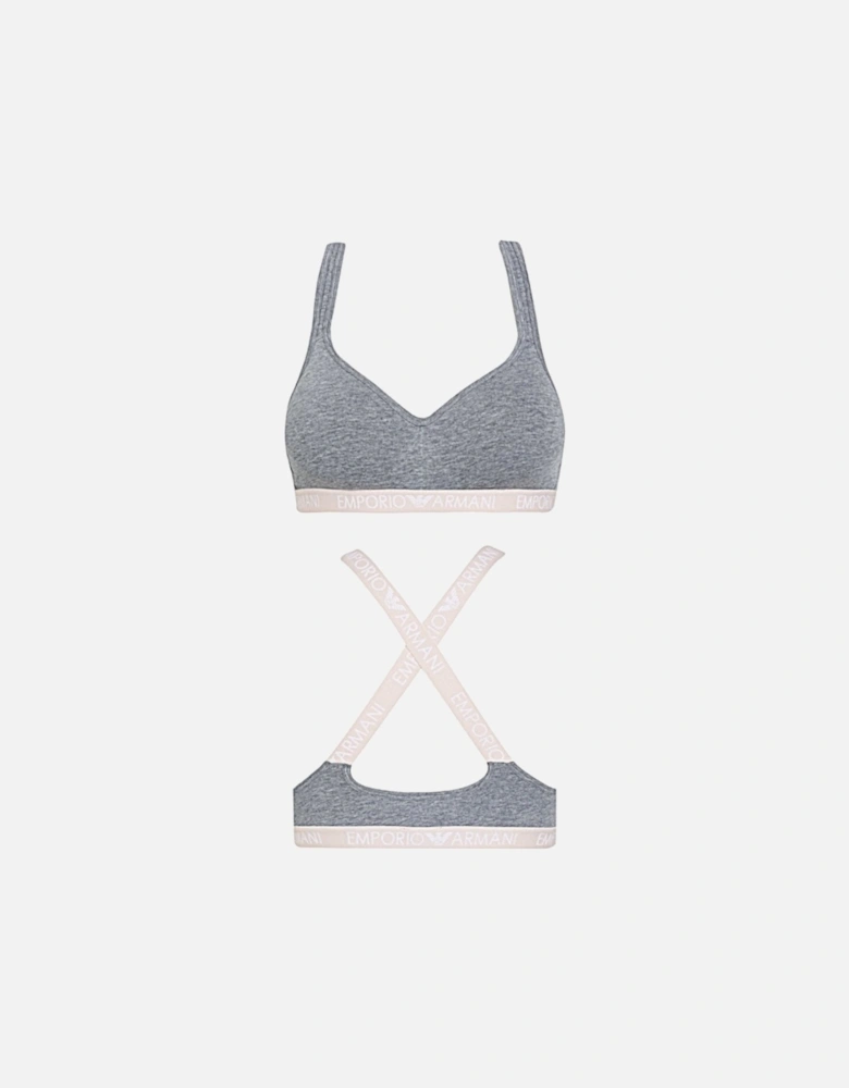 Padded Stretch Cotton Bralette, Dark Grey Melange