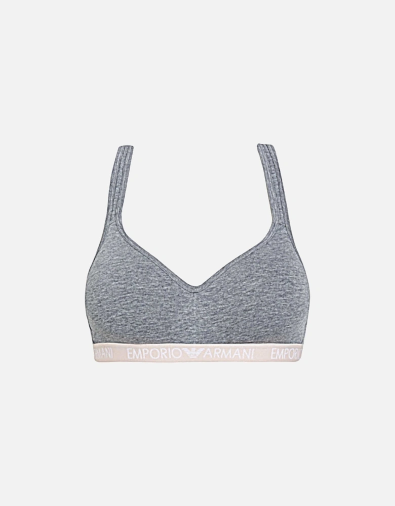 Padded Stretch Cotton Bralette, Dark Grey Melange