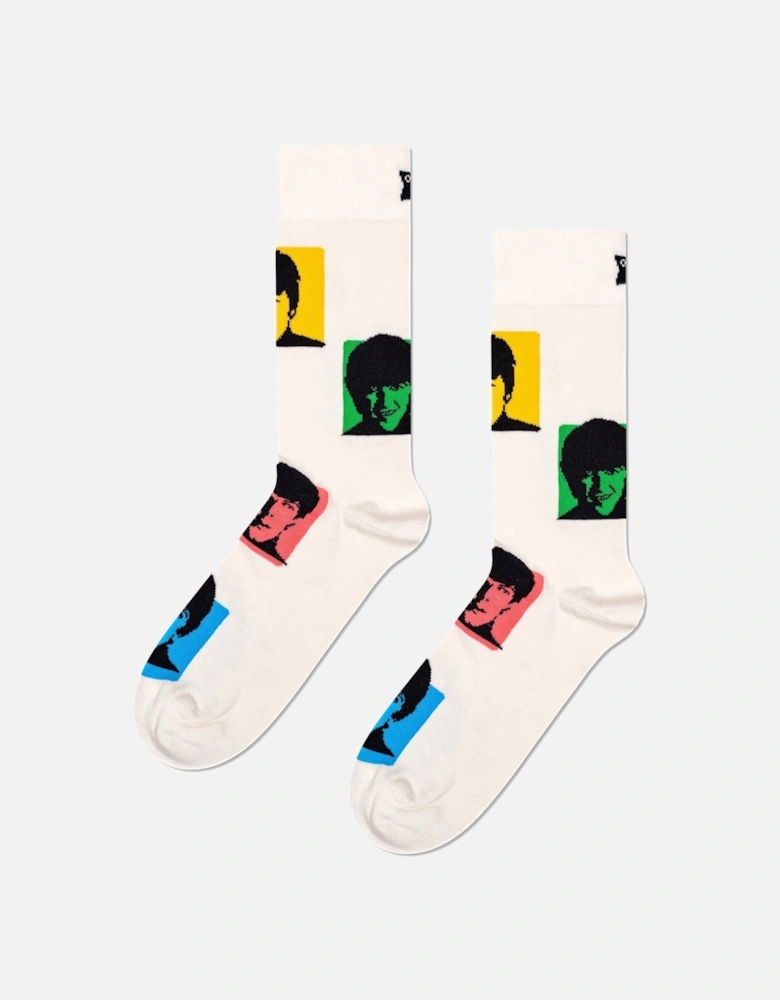 The Beatles Silhouettes Socks, White