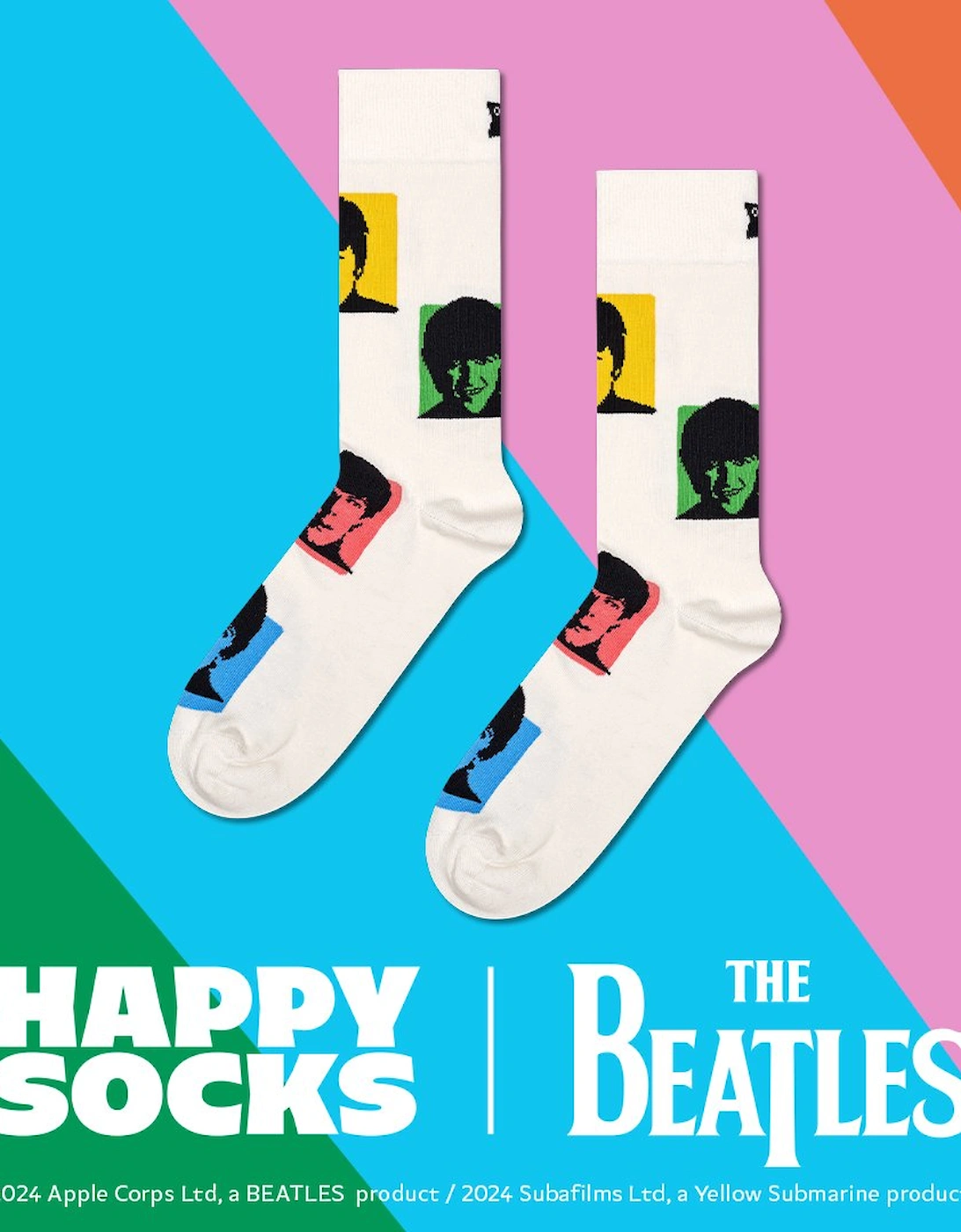 The Beatles Silhouettes Socks, White