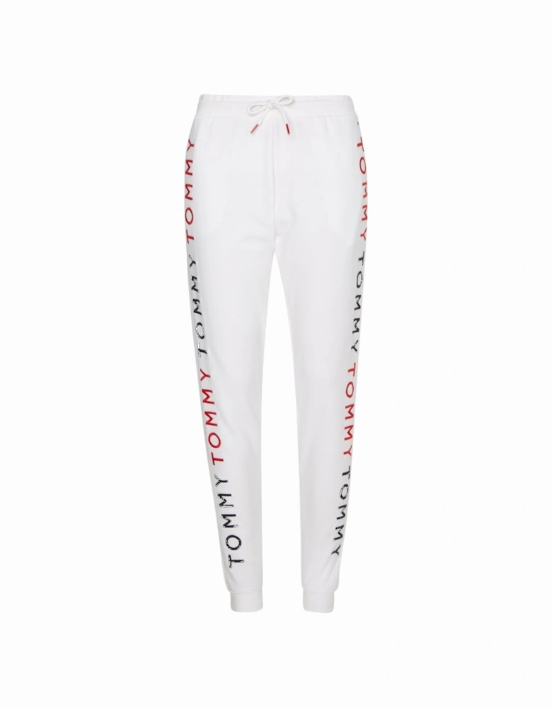 Logo Embroidered Tapered Track Pants, White