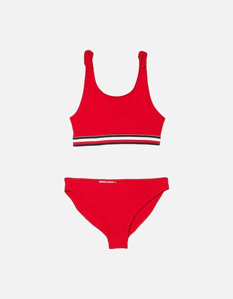 Girls Swim Bikini Bralette Set, Primary Red