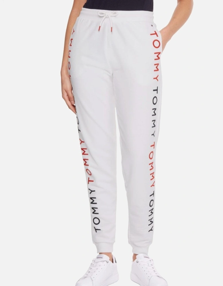 Logo Embroidered Tapered Track Pants, White