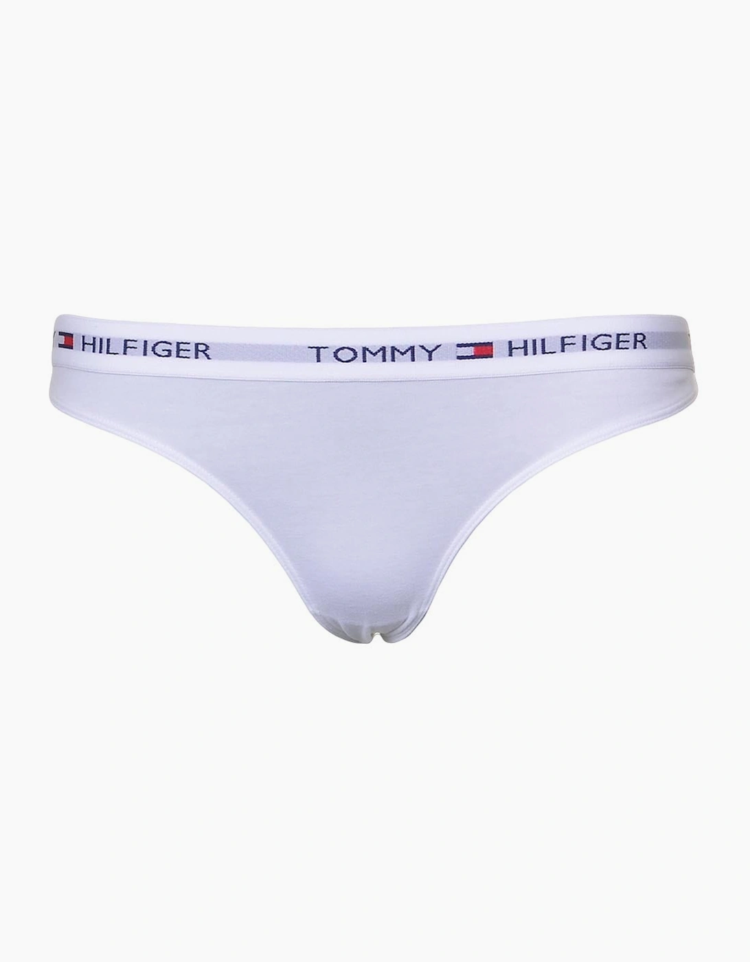 Tommy Hilfiger Women's Iconic Cotton Thong, White - Purple - Size: 14