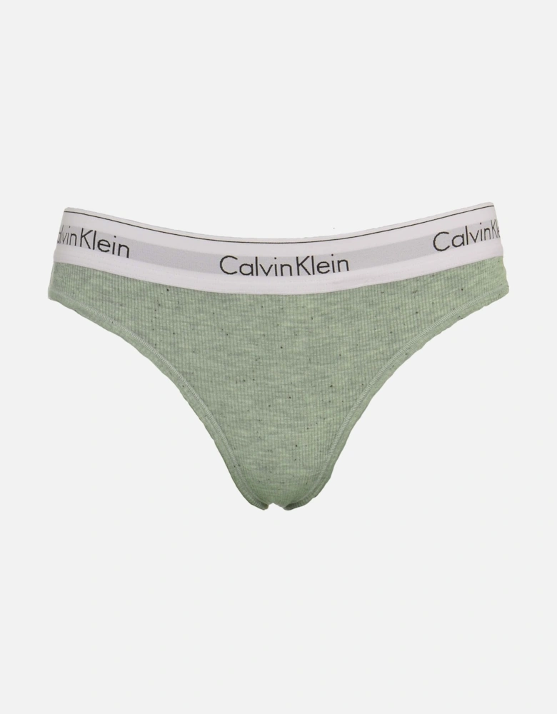 Modern Cotton Ribbed Modal Thong, Graphic Rib / Heather Grey