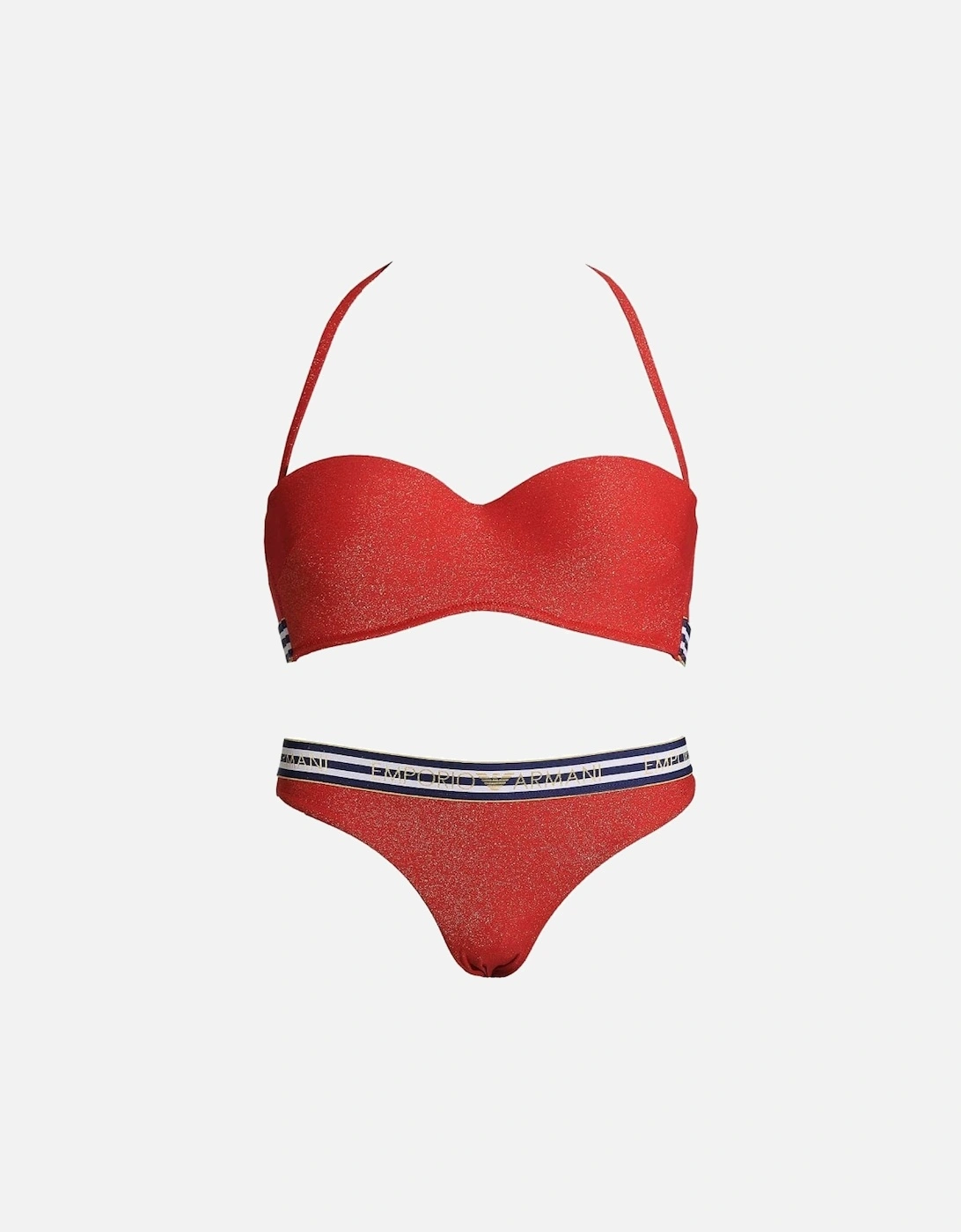 Emporio Armani Women's Cruise Padded Bikini Top & Bikini Bottom, Red - Size: L
