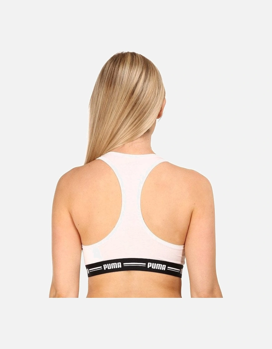 Striped Logo Racerback Bra Top, White