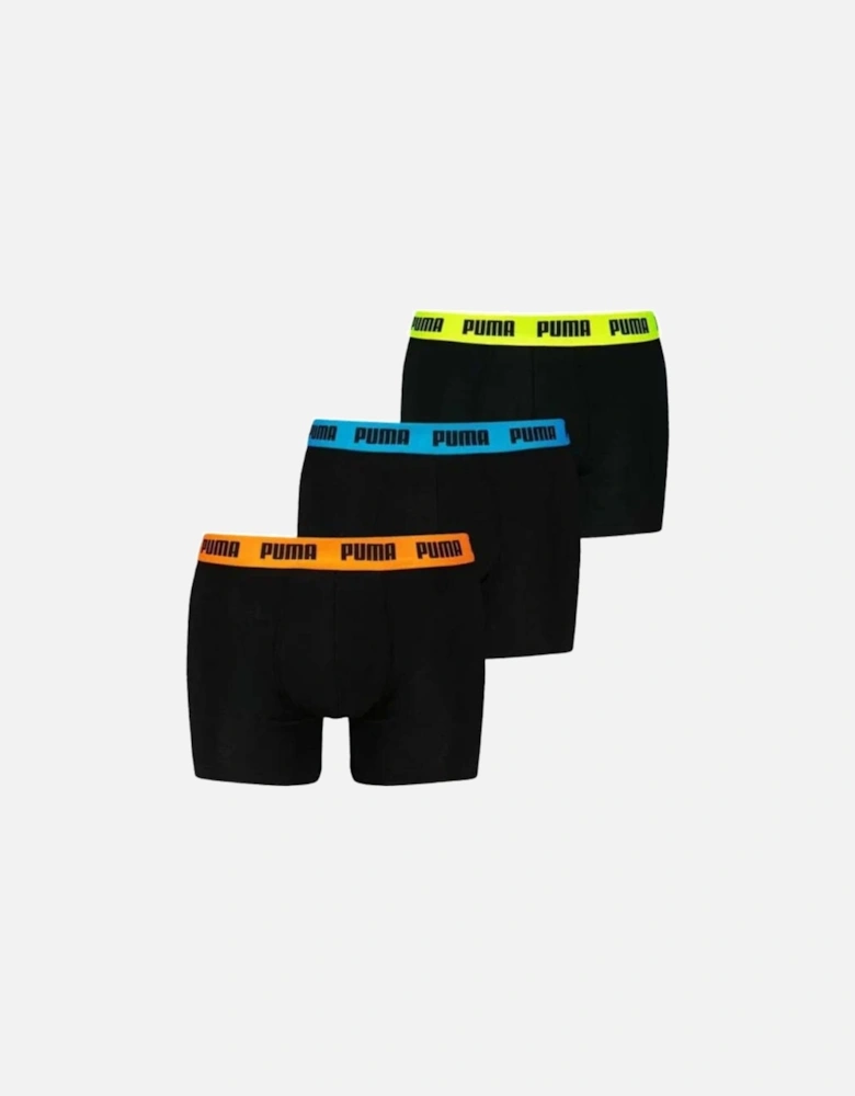 3-Pack Everyday Basic Boxer Briefs, Black w/ orange/blue/yellow