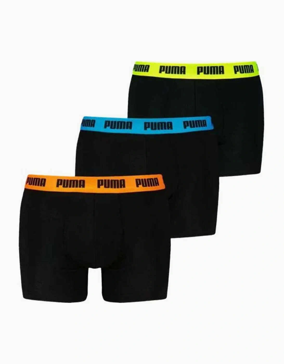 Puma Men's Black 3-Pack Everyday Basic Boxer Briefs, W/ Orange/Blue/Yellow  39/38/32 Xxl