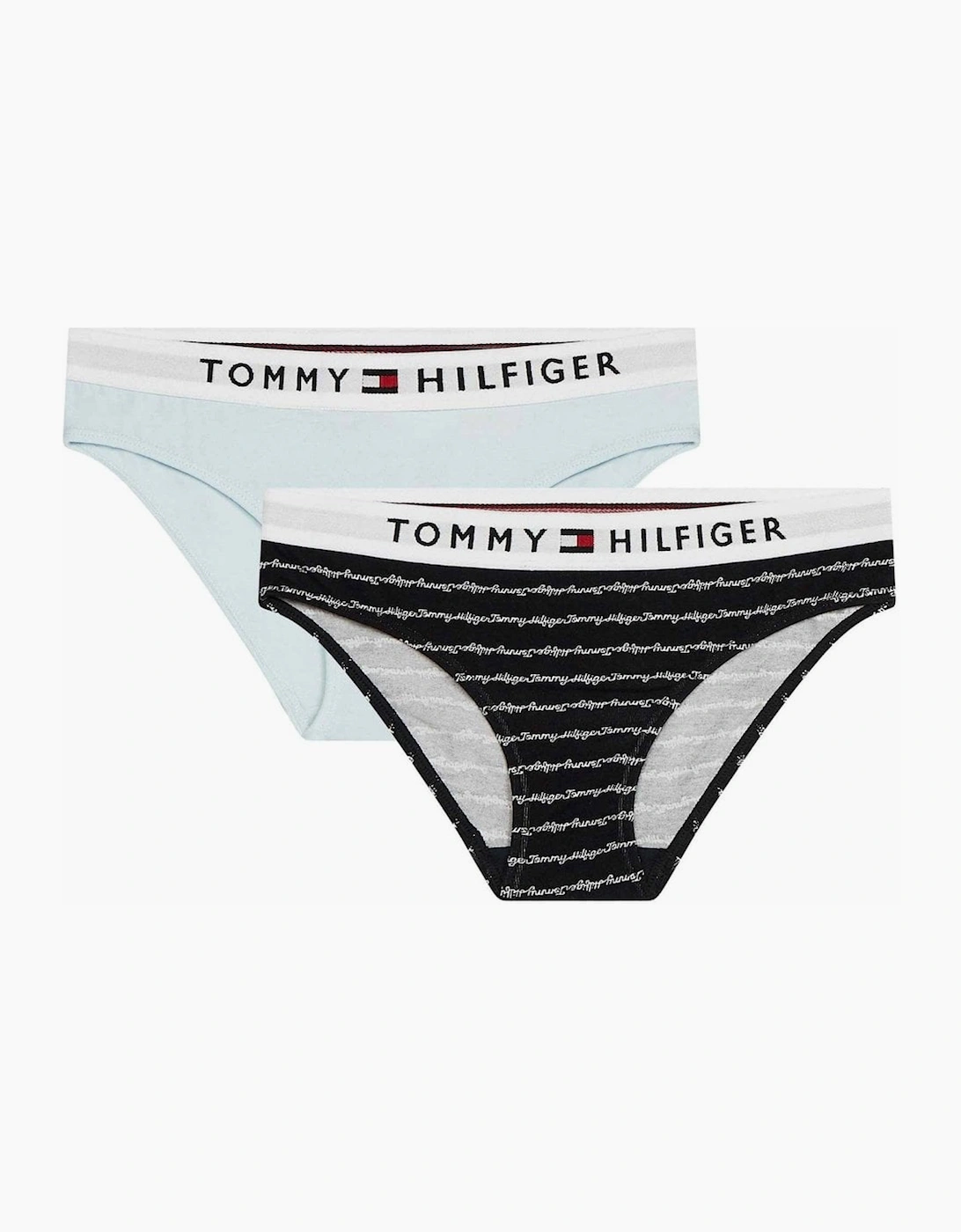 Tommy Hilfiger Girl's Girls 2 Pack Original Cotton Bikini Brief, Klu/Cursive/Aop/Luminous Blue - Black - Size: 10 years/11 years/12 years