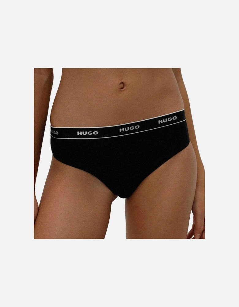 3-Pack Classic Logo Thongs, Black