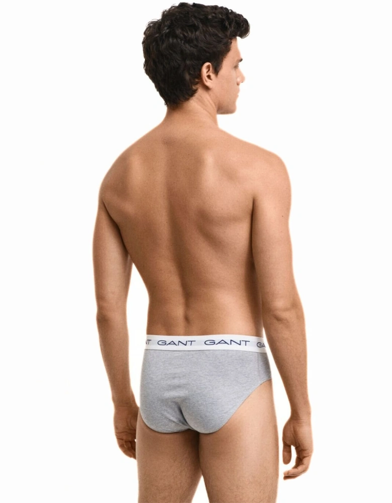 3-Pack Classic Logo Men's Briefs, Black/White/Grey