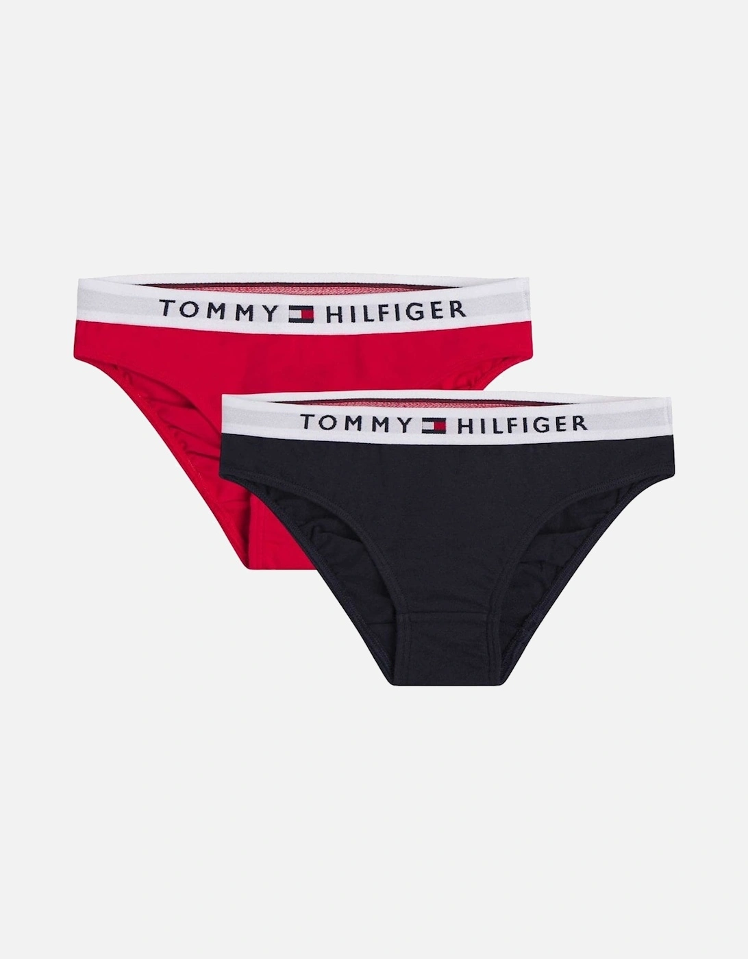 Tommy Hilfiger Girl's Girls 2 Pack Original Cotton Bikini Brief, Primary Red/Desert Sky - Black - Size: 10 years/11 years/12 years