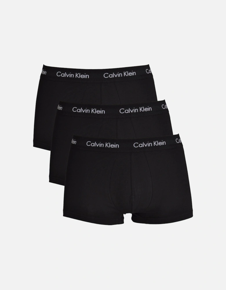 3-Pack Low-Rise Boxer Trunks, All Black