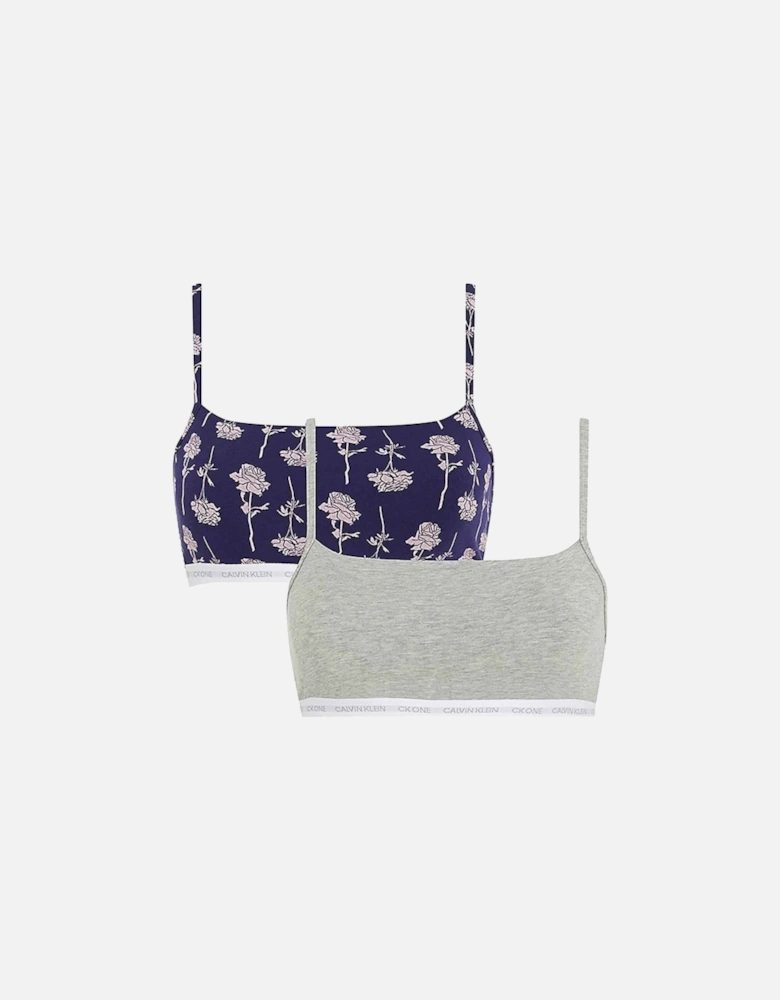 CK One 2-Pack Bralette, Grey Heather/Rozez Print