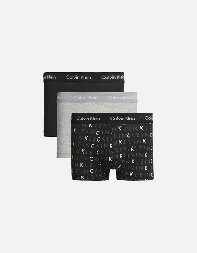 3-Pack Low-Rise Boxer Trunks, Black / Grey Heather / Subdued Logo