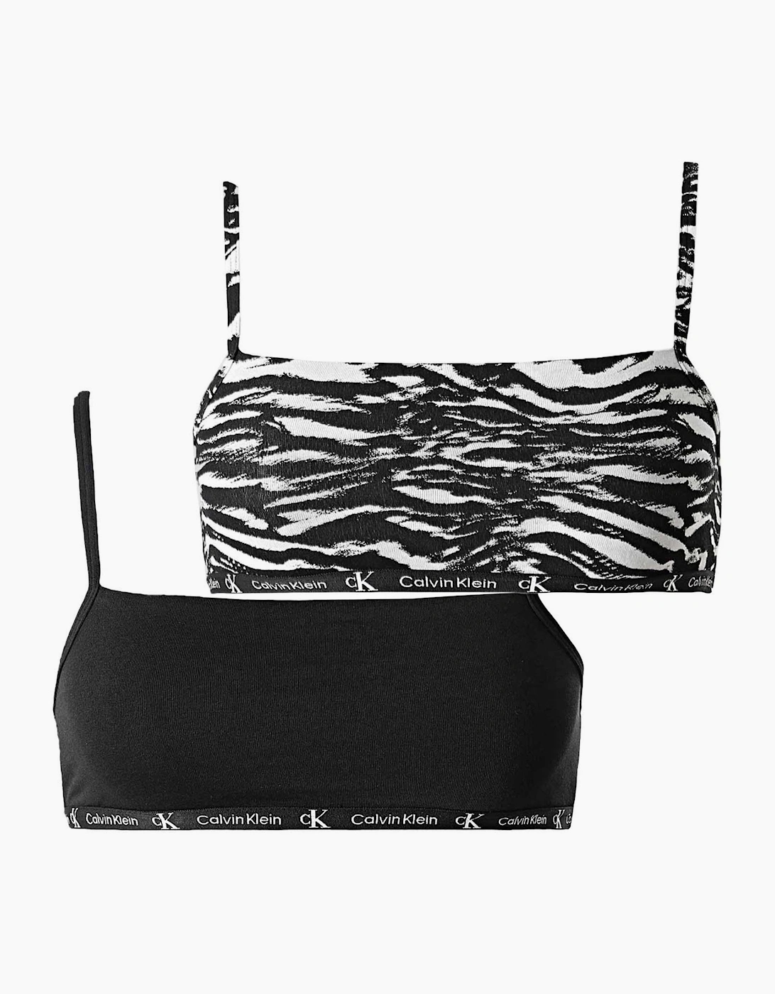 Calvin Klein Calvin Klein Women's 2-Pack CK 1996 Unlined String Bralettes, Black / Tiger Print