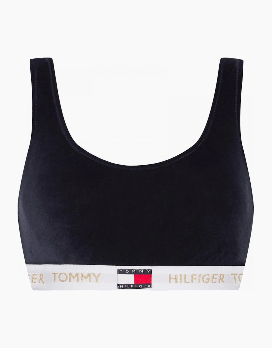 Tommy Hilfiger Women's Black Velour Logo Bralette, Desert Sky  8/6 Xs