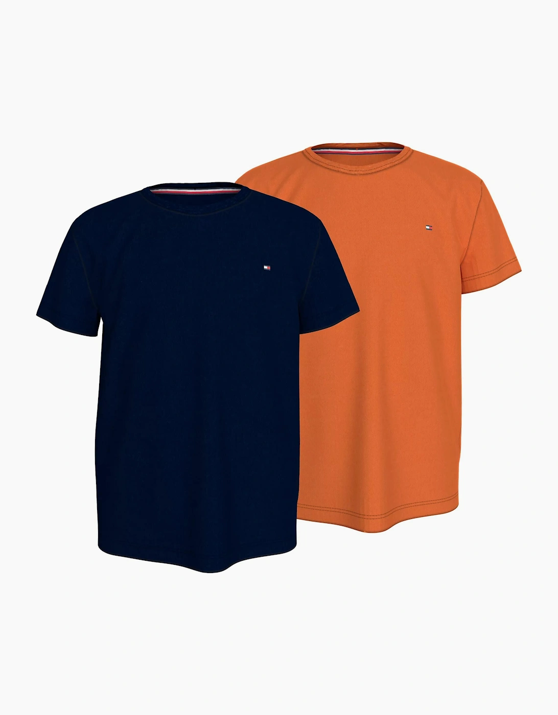 Tommy Hilfiger Boy's 2-Pack Flag Logo Boys T-Shirts, Desert Sky / Orange - Orange/Navy - Size: 12 years/13 years/14 years