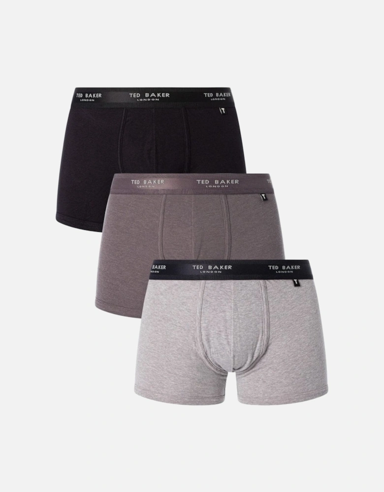 3-Pack Contrast Logo Boxer Trunks, Grey Mix