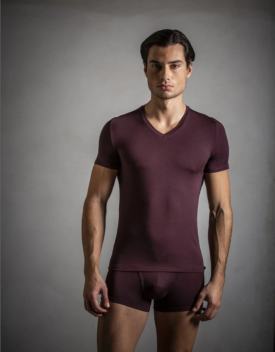 Tencel Soft V-Neck T-Shirt, Burgundy