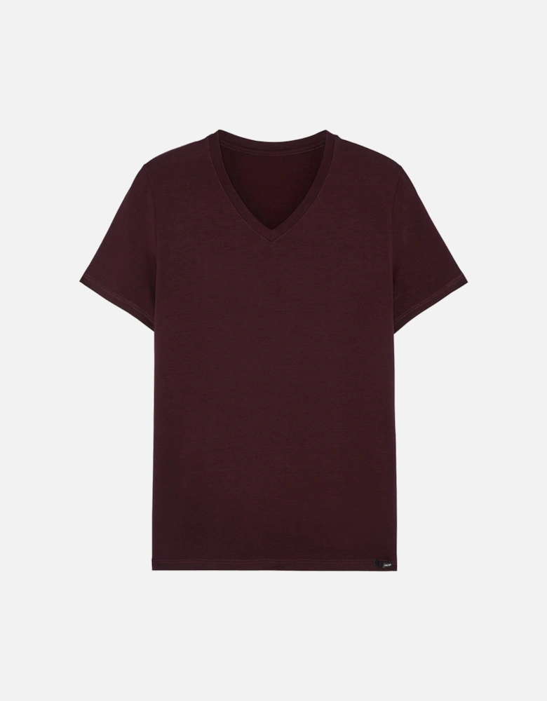 Tencel Soft V-Neck T-Shirt, Burgundy