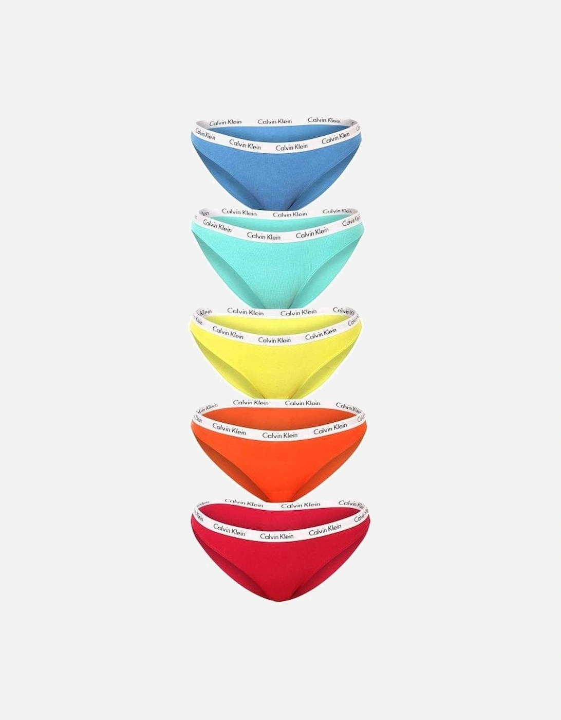 5-Pack Carousel Bikini Briefs, Red/Orange/Yellow/Teal/Blue