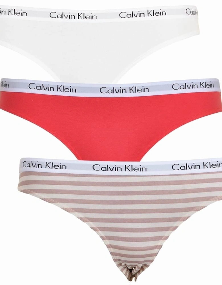 Carousel 3-Pack Bikini Briefs, White/Red/Stripe