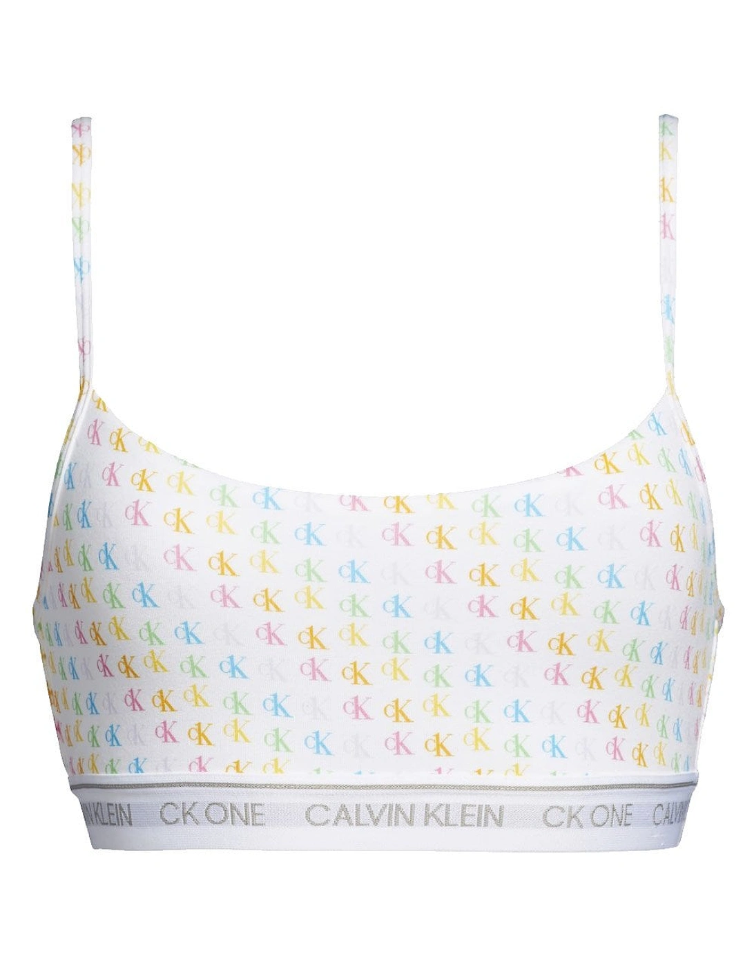 Calvin Klein Women's CK One Cotton Modal Blend String Bralette, Pride Colours Mini CK1 Logo Print - Size: M