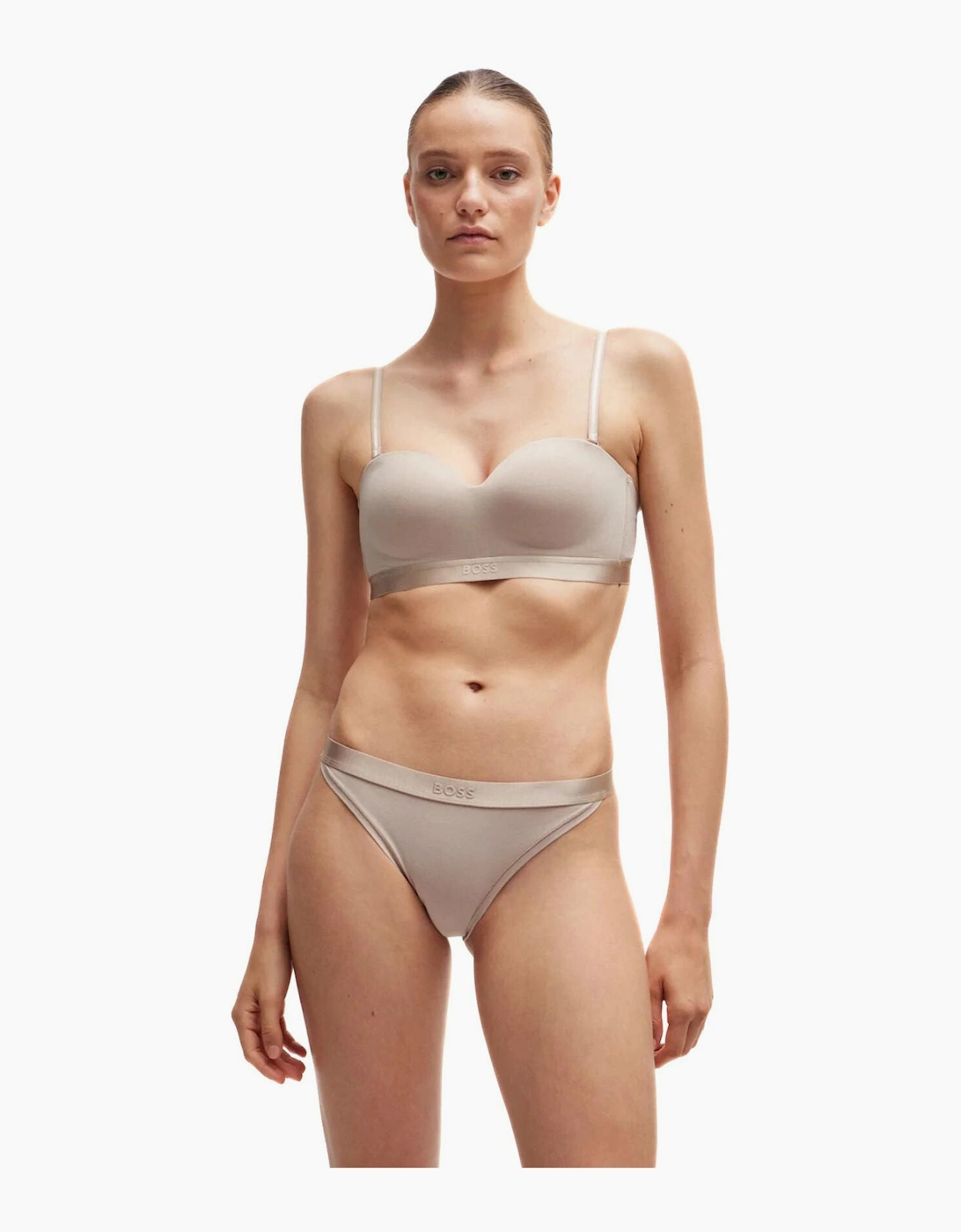 Hugo Boss Women's Tan/Tan Bea Cotton Modal Brief, Light Beige - Size: 14