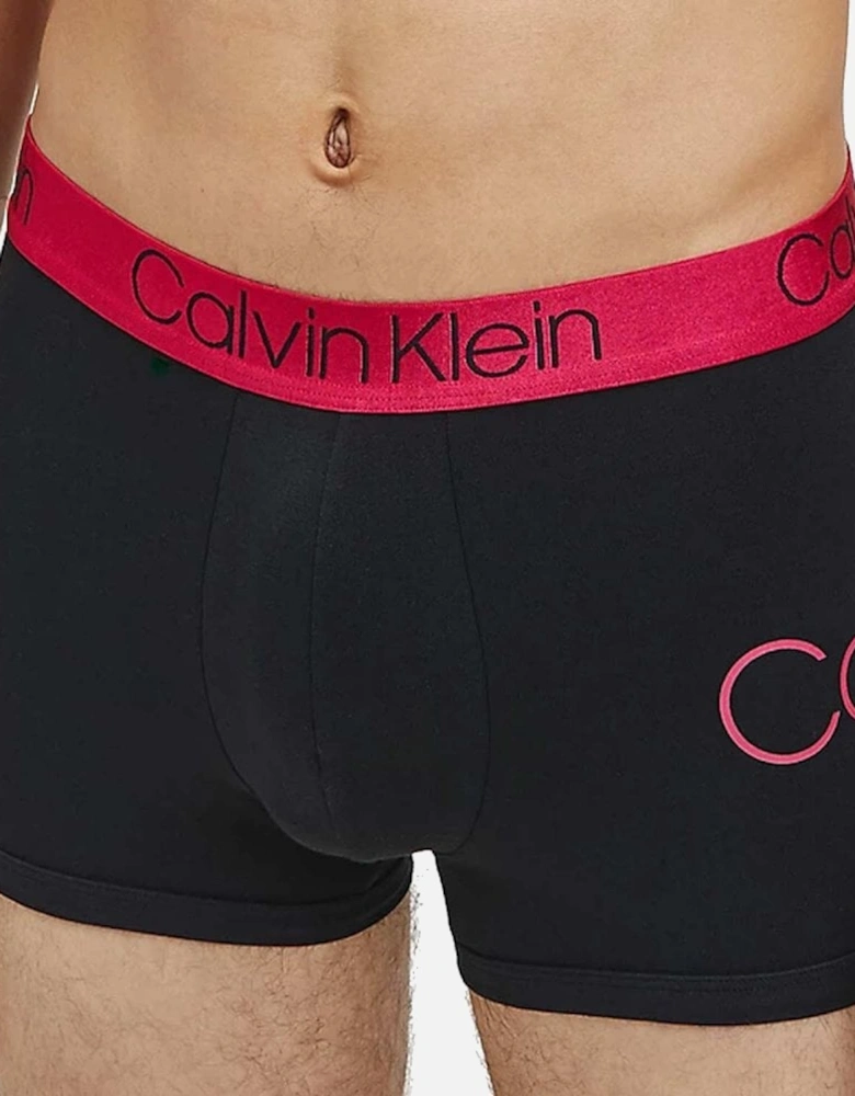 Cotton Stretch Trunk, Black With Downtown Pink Waistband