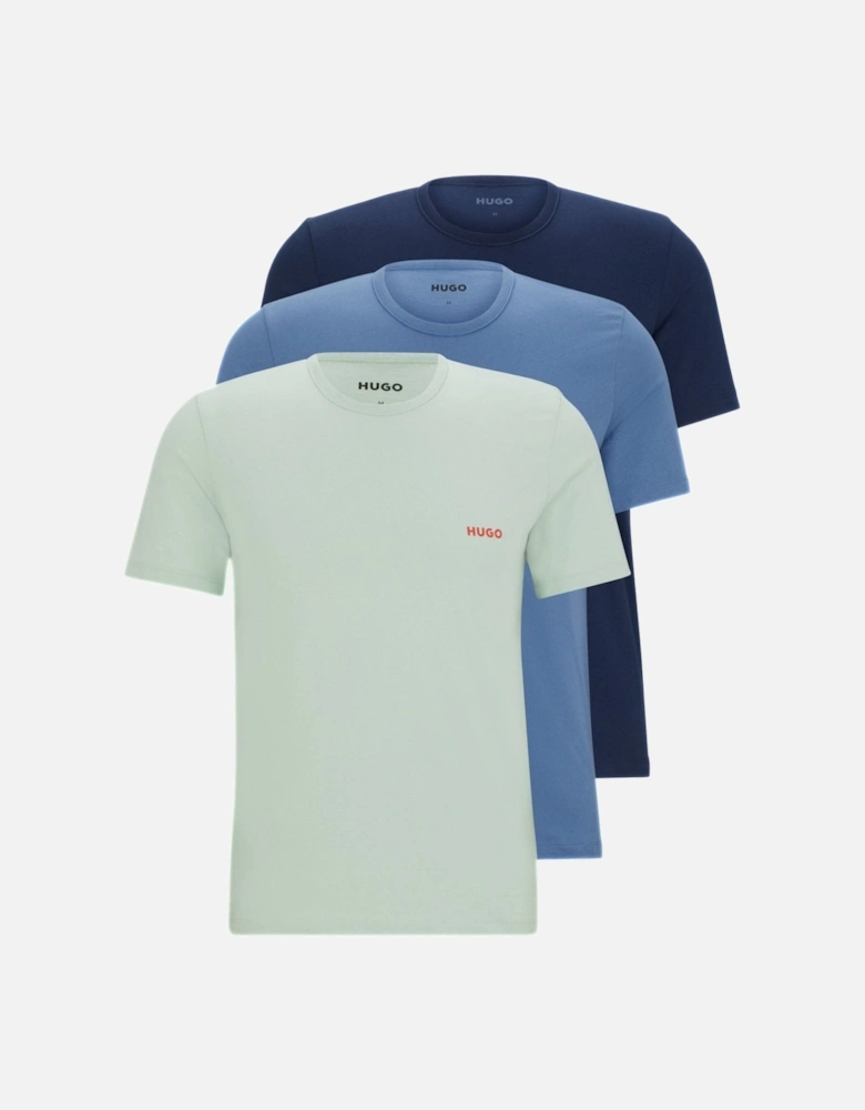 3-Pack Crew-Neck T-Shirts, Navy/Mint/Blue