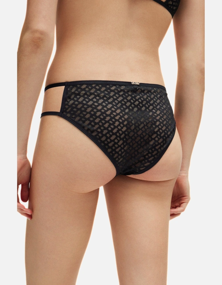 B-Luxe Lace Brief, Black w/ gold metal logo