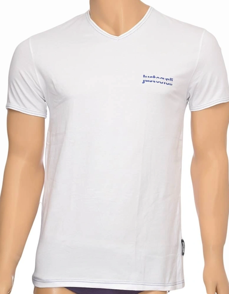 Cotton Stretch V-Neck T-shirt, White